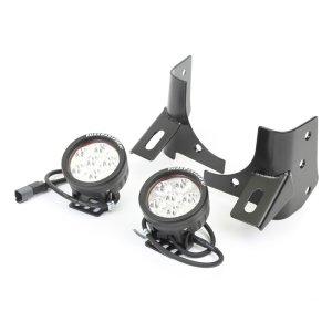 Jeep Wrangler LED Light Kit - Rugged Ridge - Windshield Bracket, 3.5 in. Round, Off-Road - Black - `97-`06